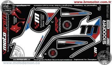 Bmw S1000RR 2009-2011 Model Motografix Tank Pad+Damla Sticker Takımı