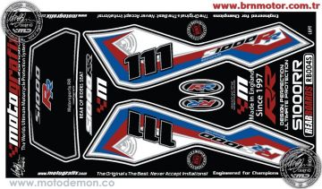 Bmw S1000RR 2009-2011 Model Motografix Tank Pad+Damla Sticker Takımı