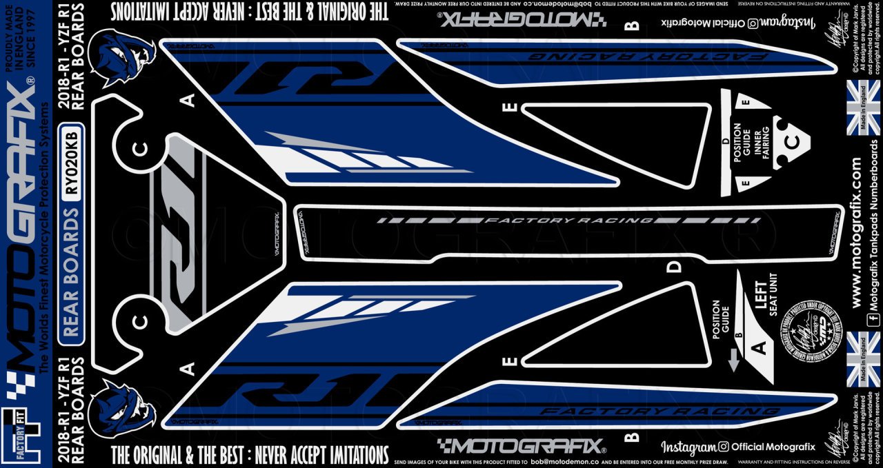 Yamaha Yzf R1-Yzf R1M 2015-2019 Model Damla Sticker | Motografix ...