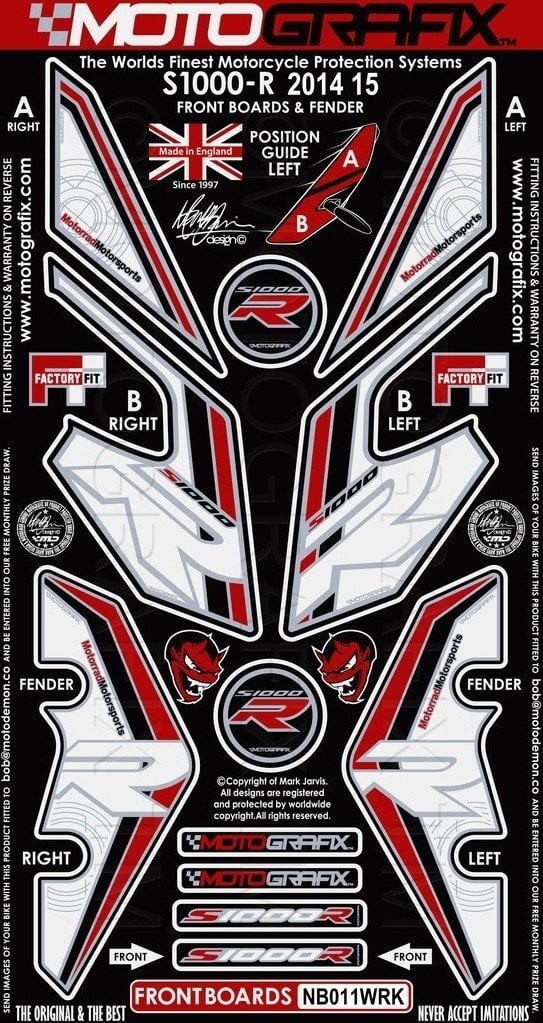 Bmw S1000R 2014+ Model Yan Grenaj Sticker Takımı