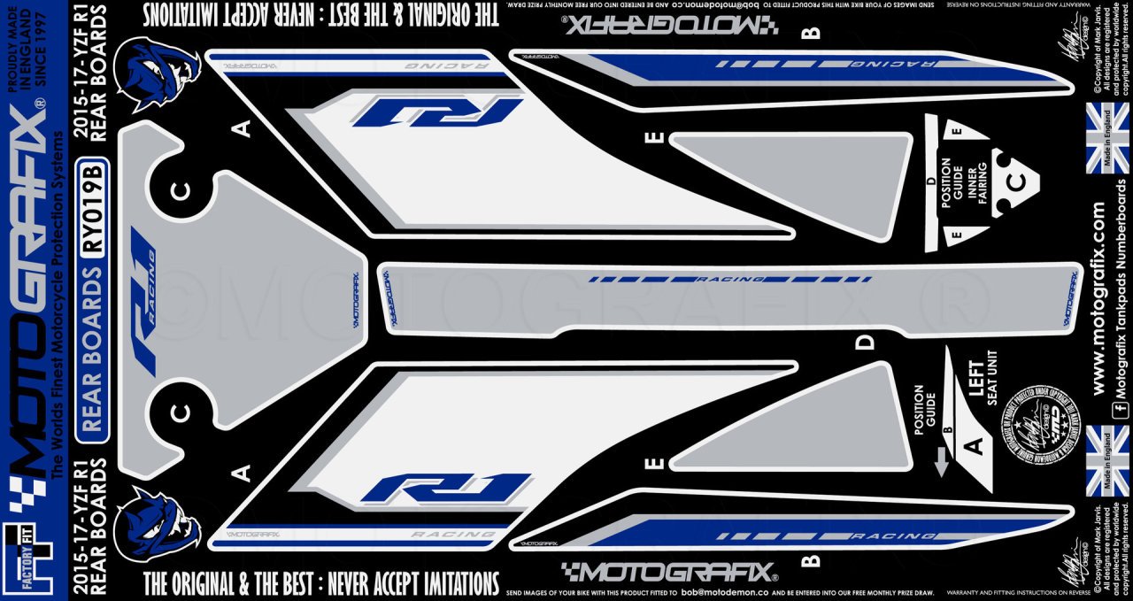 Yamaha Yzf R1-Yzf R1M 2015-2019 Model Damla Sticker | Motografix ...
