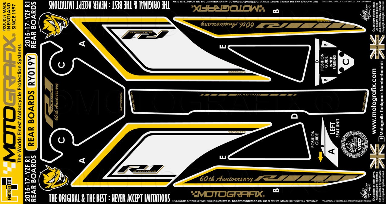 Yamaha Yzf R1-Yzf R1M 2015-2019 Model Damla Sticker | Motografix ...