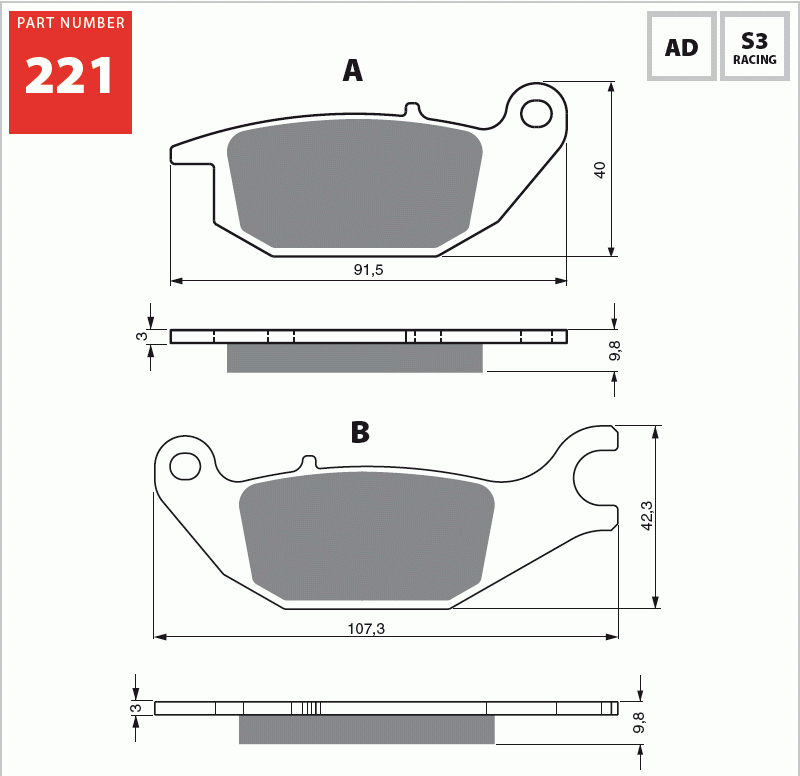 Honda CBR 125R 2004 Arka Fren Balatası 221 Ad Serisi