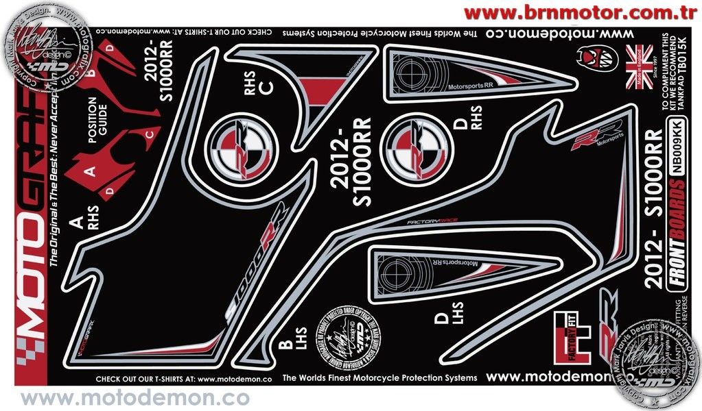 Bmw S1000RR 2012-2014 Model Motografix Tank Pad+Damla Sticker Takımı
