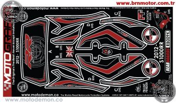 Bmw S1000RR 2012-2014 Model Motografix Tank Pad+Damla Sticker Takımı