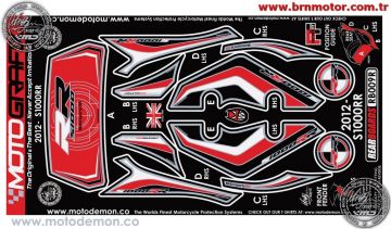 Bmw S1000RR 2012-2014 Model Motografix Tank Pad+Damla Sticker Takımı