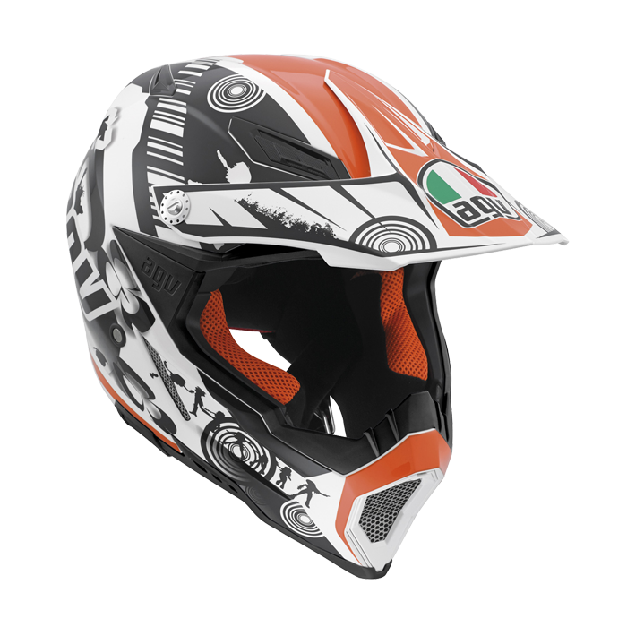 AGV AX-8 Evo Cool White Black Orange Off-Road / Enduro Kask