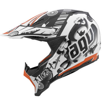AGV AX-8 Evo Cool White Black Orange Off-Road / Enduro Kask