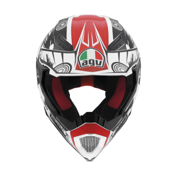 AGV AX-8 Evo Cool White Black Red Off-Road / Enduro Kask