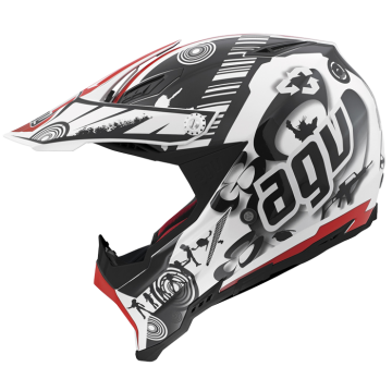 AGV AX-8 Evo Cool White Black Red Off-Road / Enduro Kask
