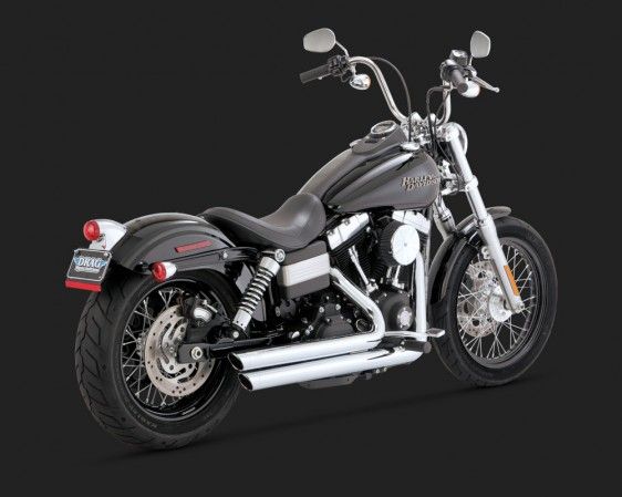 Vance & Hines 2014 Street Bob BIG SHOTS STAGGERED Krom Komple Egsoz 17935