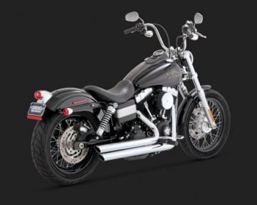 Vance & Hines 2014 Street Bob BIG SHOTS STAGGERED Krom Komple Egsoz 17935