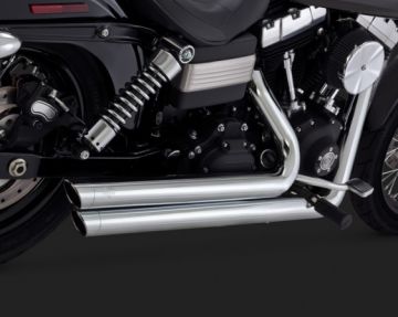Vance & Hines 2014 Street Bob BIG SHOTS STAGGERED Krom Komple Egsoz 17935