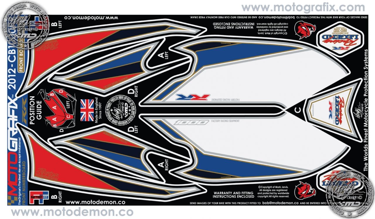 Honda Cbr 1000RR 2012-2014 Model Motografix Damla Sticker