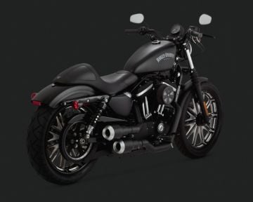 Vance & Hines 2015 Sportster 1200 Custom Super Low HI-OUTPUT GRENADES 2-INTO-2 BLACK / PEARL NICKEL Egzoz 46852