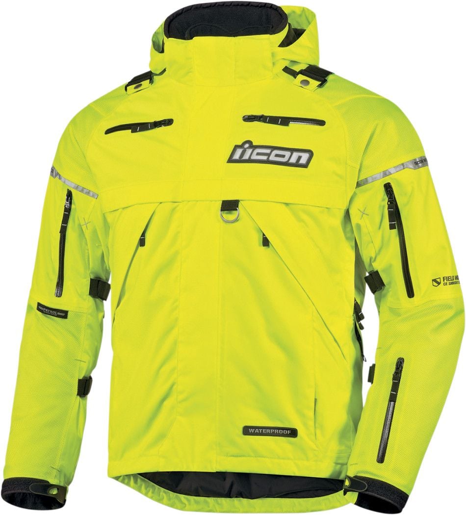 Icon Patrol Sarı Su Geçirmez Motosiklet Montu 2X-Large