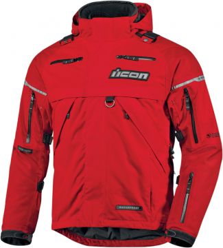 Icon Patrol Kırmızı Su Geçirmez Motosiklet Montu X-Large