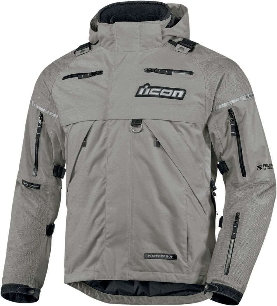 Icon Patrol Gri Su Geçirmez Motosiklet Montu Medium