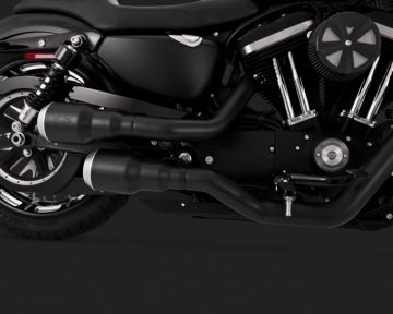 Vance & Hines 2015 Sportster Super Low HI-OUTPUT GRENADES 2-INTO-2 BLACK / PEARL NICKEL Egzoz 46852