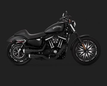 Vance & Hines 2015 Sportster Super Low HI-OUTPUT GRENADES 2-INTO-2 BLACK / PEARL NICKEL Egzoz 46852