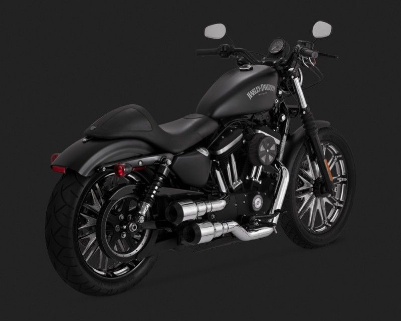 Vance & Hines 2015 Sportster 1200 Custom HI-OUTPUT GRENADES 2-INTO-2 BLACK TIP Egzoz 16852