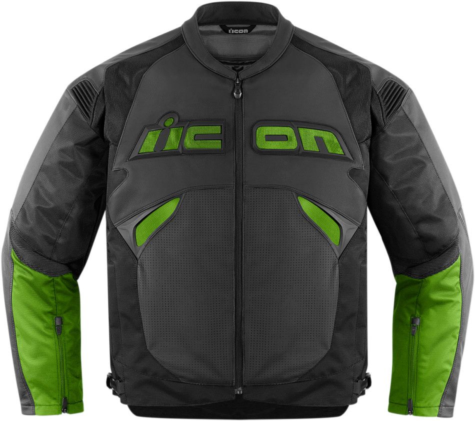 Icon Sanctuary Yeşil Siyah Deri Motosiklet Montu