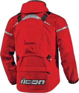 Icon Patrol Kırmızı Su Geçirmez Motosiklet Montu X-Large
