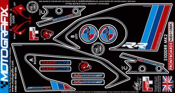 Bmw S1000RR 2015+ Model Motografix Tank Pad+Damla Sticker Takımı