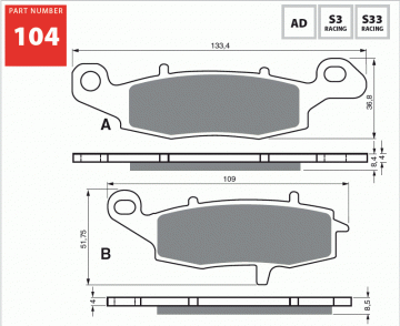 Kawasaki Er6n 2006+ Model Ön Fren Balatası 104 Ad Serisi