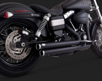 Vance & Hines 2014 Fatbob BIG SHOTS STAGGERED BLACK Komple Egzoz 47935