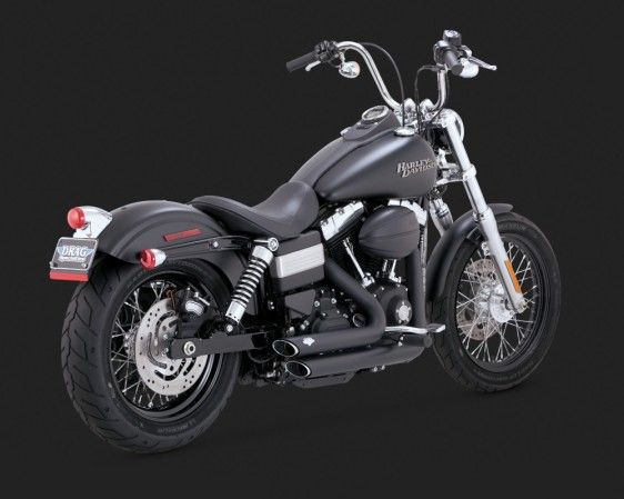 Vance & Hines 2014 Fatbob SHORTSHOTS STAGGERED BLACK Komple Egzoz 47227