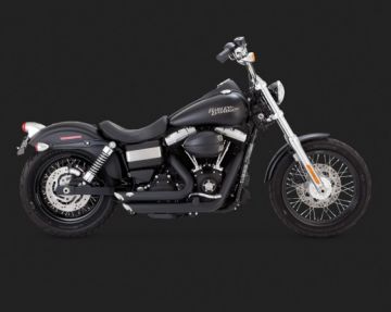 Vance & Hines 2014 Fatbob SHORTSHOTS STAGGERED BLACK Komple Egzoz 47227