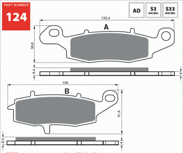 Kawasaki Vn 800 Drifter 99-02 Model Arka Fren Balatası 124 S3 Serisi