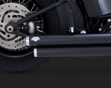 Vance & Hines 2014 FatBoy Lo BIG SHOTS STAGGERED BLACK Egzoz 47933