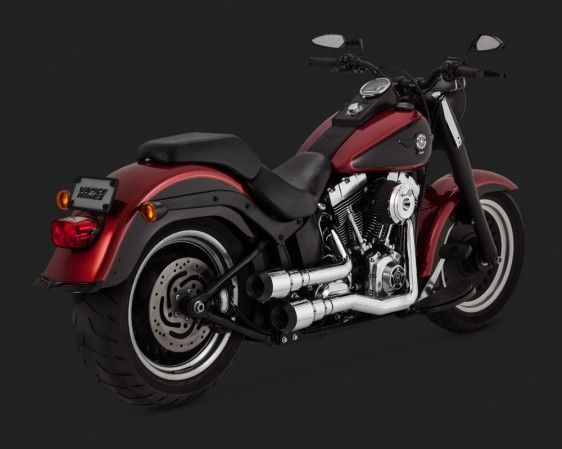 Vance & Hines 2014 Heritage Softail Classic HI-OUTPUT GRENADES 2-INTO-2 BLACK TIP Krom Egzoz 16848