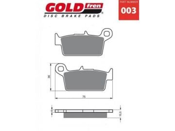 Yamaha WR 125 98-02 Gold Arka Fren Balatası 003 AD Serisi