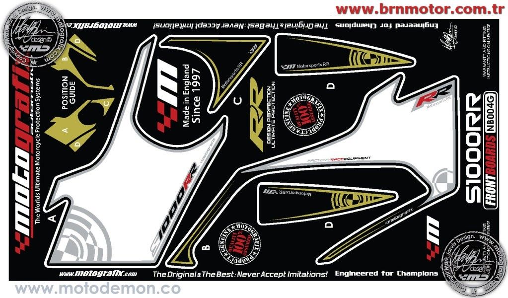 Bmw S1000RR 2009-2011 Model Motografix Tank Pad+Damla Sticker Takımı